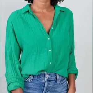 J.Crew Factory Green Gauze Button Down Shirt Size S NWT